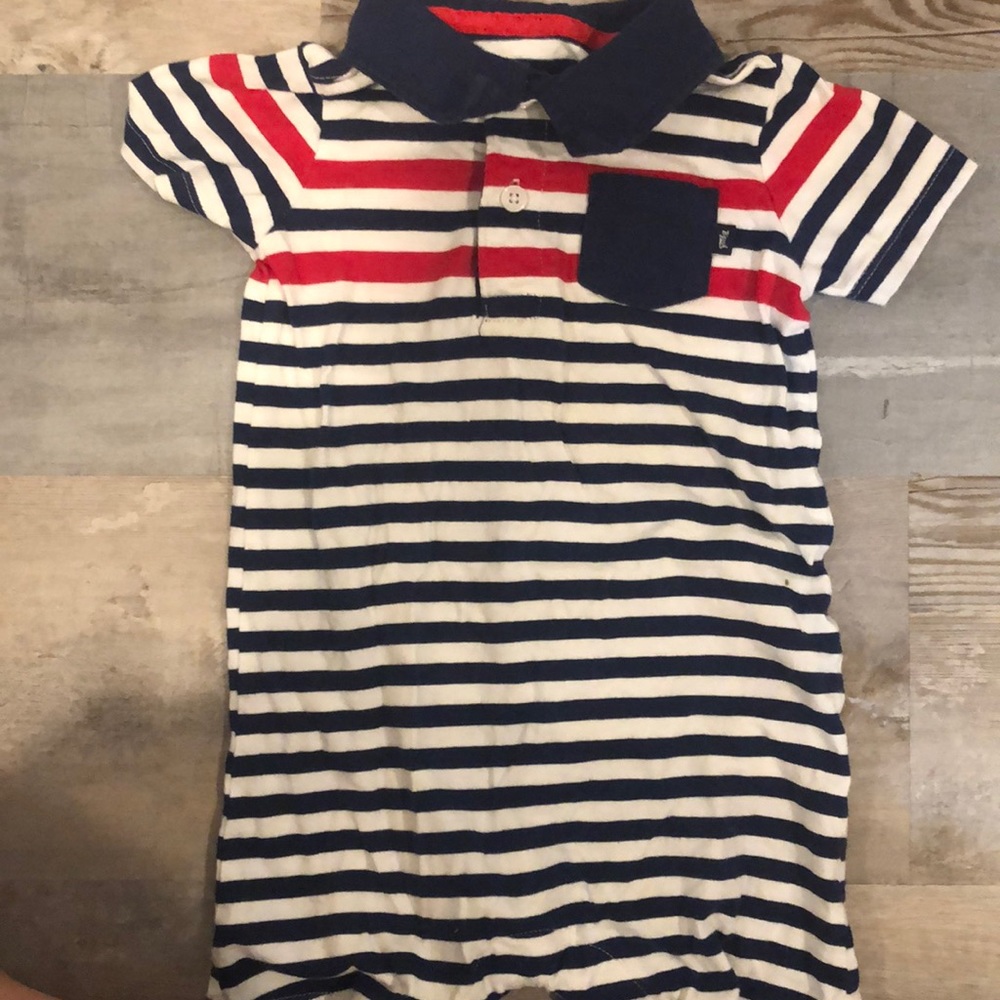 Red, white and blue striped romper